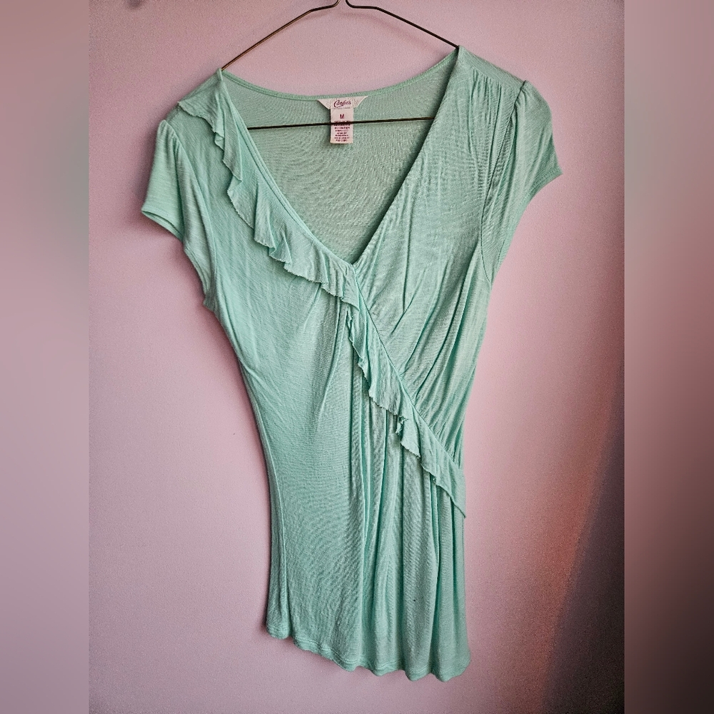 Candie's Light Green Rayon Top
